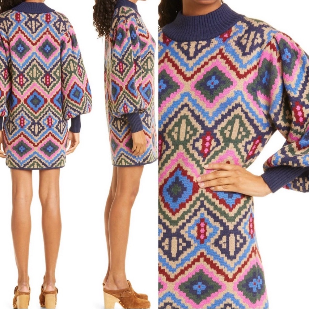 Farm Rio Rauti Colorful Sweater Dress XS - Picture 4 of 4